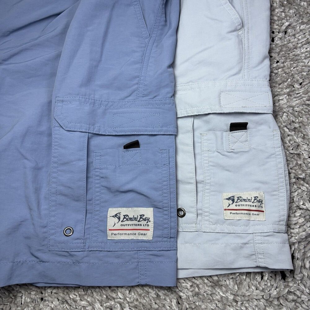 Bimini Bay Cargo Shorts Lot Of Two Mens 44 Blue Nylon Utility Beach Fishing